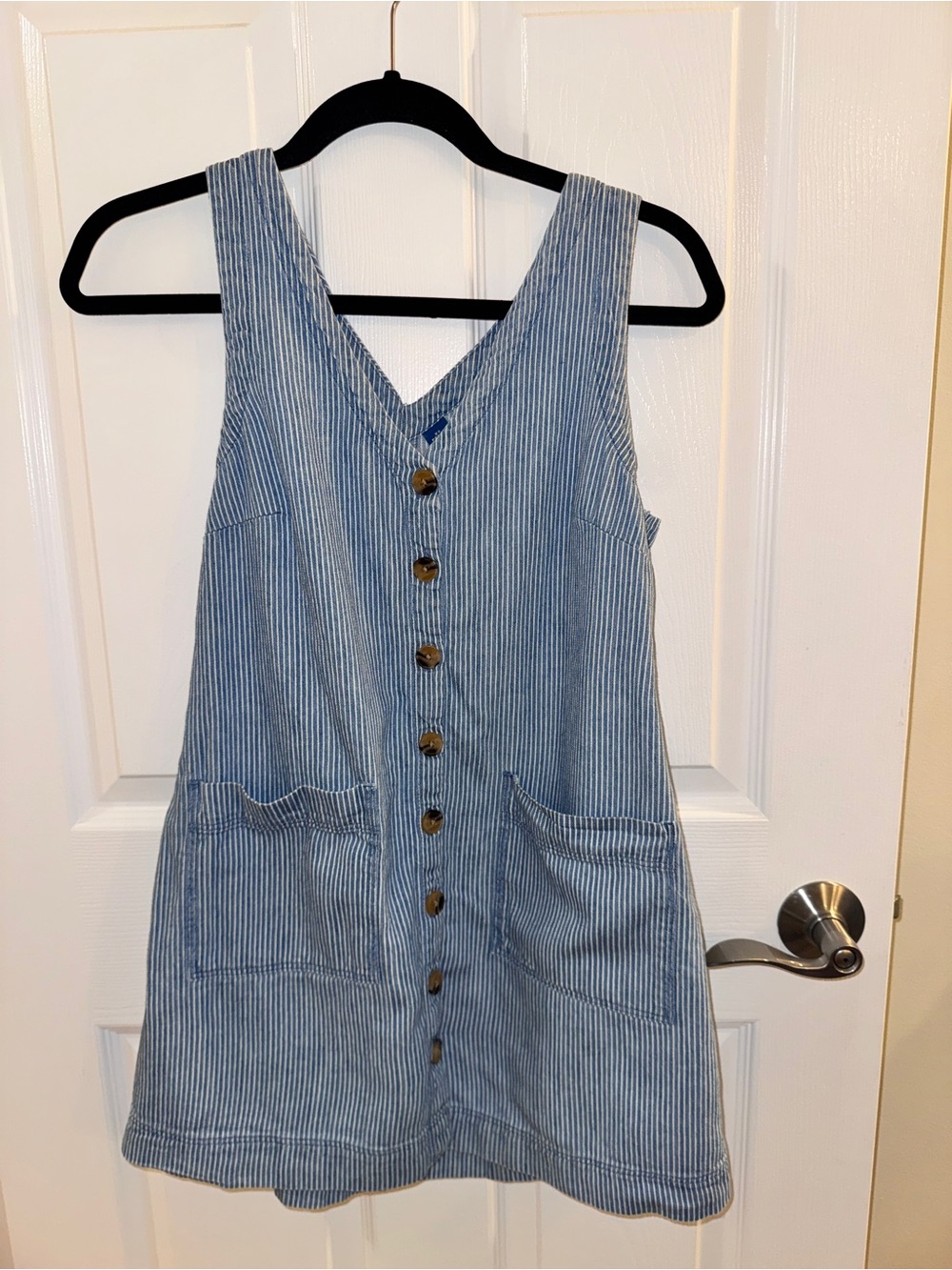 Old Navy Women’s Petite Chambray Blue and White Striped Button-Front Dress- XSP